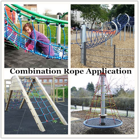 Corda para parque de diversões com 6 fios de PET ou PP de 16 mm para redes de escalada 13