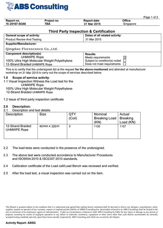 Fios flutuantes de polipropileno PP 8 para amarração de navios com baixo alongamento 9
