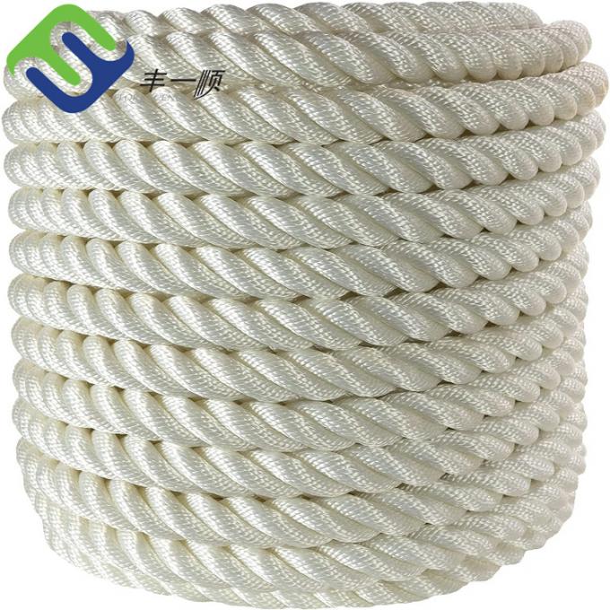 Cordel de nylon de cor branca de 32 mm de diâmetro 3 fios de corda marinha de nylon 1