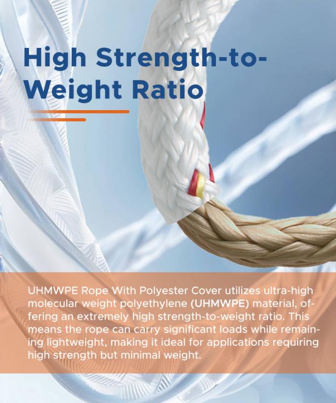 Casaco de poliéster de dupla trança de alta resistência com corda de reboque Uhmwpe 1