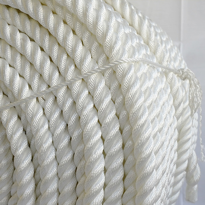 Cabo de nylon branco de 3 fios Corda torcida Corda de barco Corda 1 polegada de diâmetro