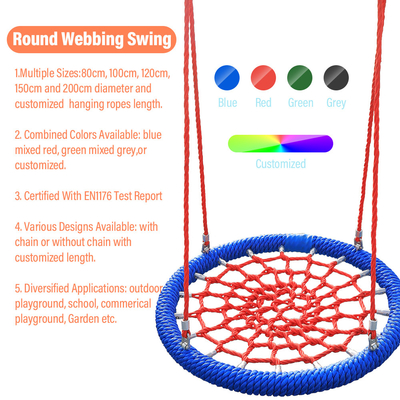 Cinza Verde Cor Mista 100cm diâmetro 12cm anel Parque de Jogos Swing Rede Com Alta Capacidade de Carregamento