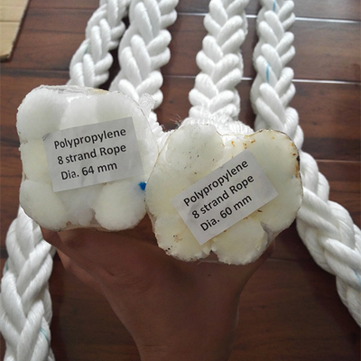 Fios de fixação de 8 fios de polipropileno de alta resistência de PP branco de 64 mm para cordas marítimas