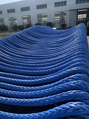 Alta resistência de 12 fios trançados UHMWPE Fibra sintética de fio de corda de 48 mm de diâmetro para reboque de navios marítimos Mooring Steel Hinge Bag