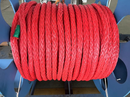 Alta resistência de 12 fios trançados UHMWPE Fibra sintética de fio de corda de 48 mm de diâmetro para reboque de navios marítimos Mooring Steel Hinge Bag