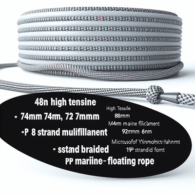 Cabo de Amarração Marítimo PP de 8 Fios 30mm-120mm Polipropileno Flutuante